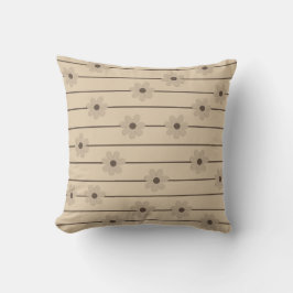 Almofada Padrão Horizontal Stripe Castanho Khaki Flor Y2K