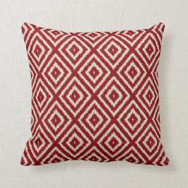 Almofada Padrão Ikat Diamond em Vermelho e Creme