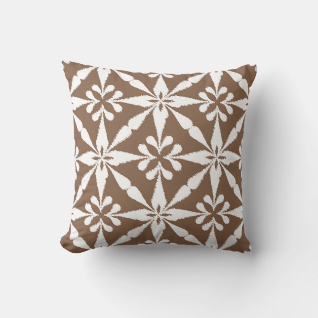 Almofada Padrão Ikat Star - Taupe Tan e Branco (Frente)