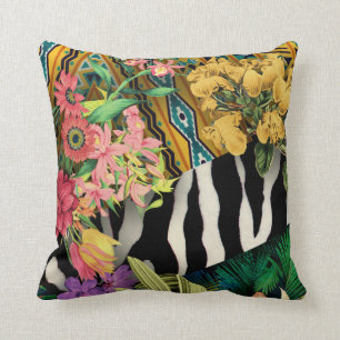 Almofada Padrão-Impressão índio da Zebra Floral Amarela ros