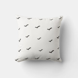 Almofada Padrão/Impressão Minimalista de Pássaros Preto e B