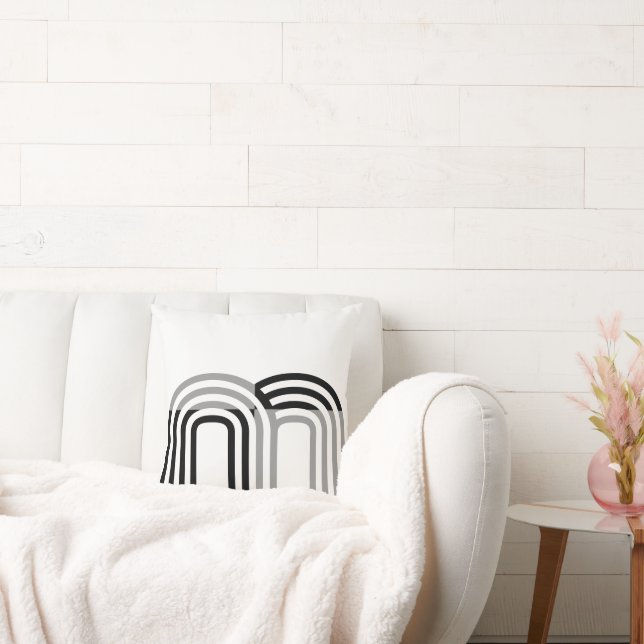 Almofada Padrão inicial preto branco moderno (Sofá)