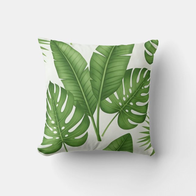 Almofada padrão interior botânico aquarela verde fresco (Frente)