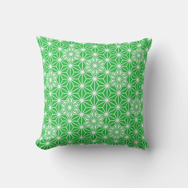 Almofada Padrão japonês Asanoha - verde jade (Frente)