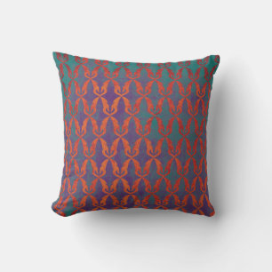Almofada Padrão Laranja Verde Roxo Boho Reverível