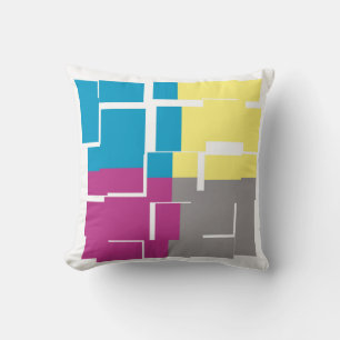 Almofada Padrão legal de Cinza Amarelo Azul Roxo