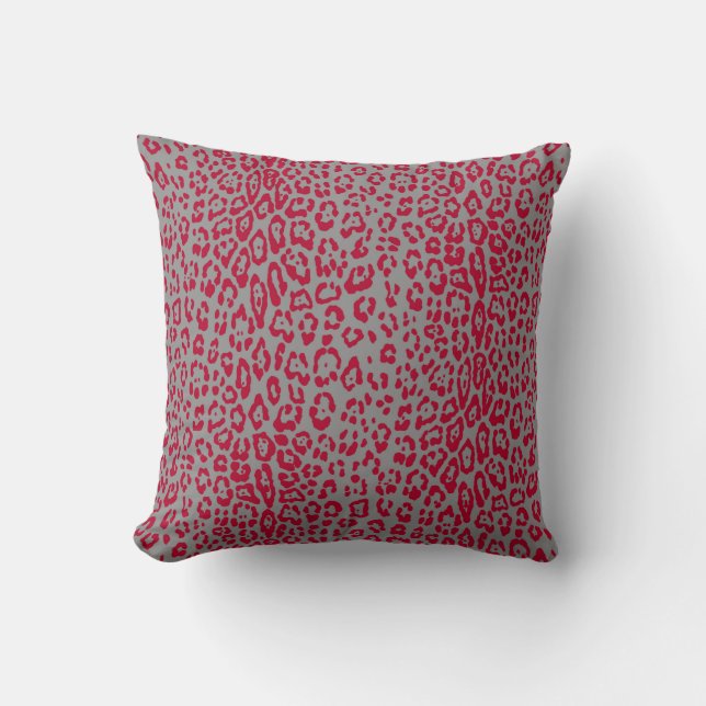 Almofada Padrão leopardo em vermelho e cinza (Frente)