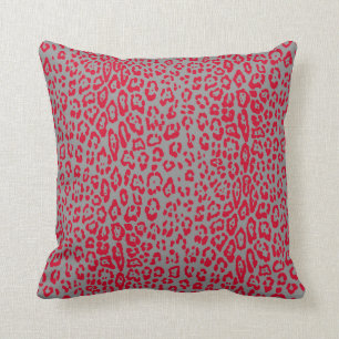 Almofada Padrão leopardo em vermelho e cinza