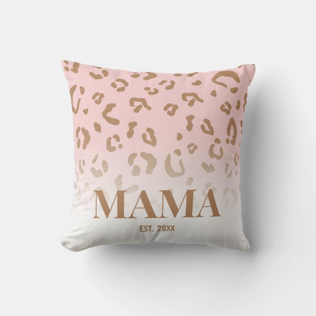Almofada Padrão Leopardo Rosa Moderno Mama Personalizada (Frente)