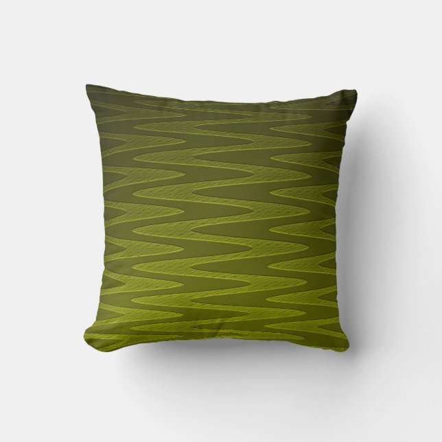 Almofada Padrão Liminous Olive Green Zigzag (Frente)