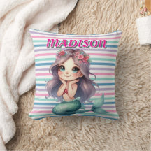 Padrão listrado de Sereia Rosa Personalizado