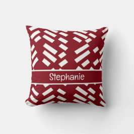 Almofada Padrão Listrado Diagonal Minimalista Vermelho Com 