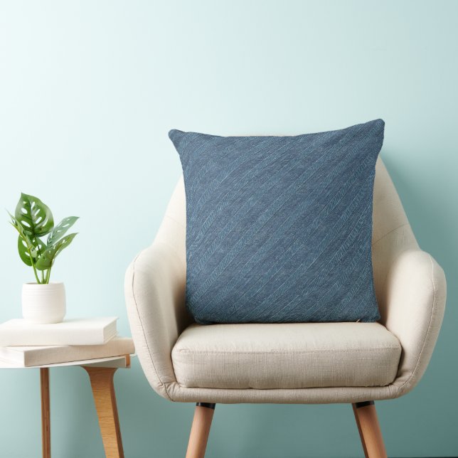 Almofada Padrão Listrado em Denim Azul (Cadeira)