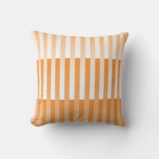 Almofada Padrão Listrado Laranja Branco (Frente)