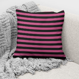 Almofada Padrão Listrado Preto Rosa Elegante
