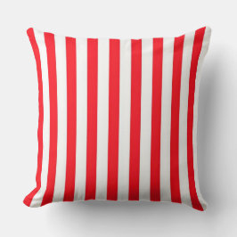 Almofada Padrão Listrado Vermelho e Branco Vibrante
