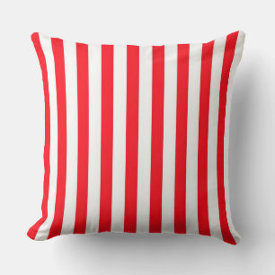 Almofada Padrão Listrado Vermelho e Branco Vibrante