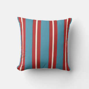 Almofada Padrão Listrado Vibrante Vermelho e Azul Design Mo