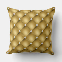 Almofada Padrão Luxuoso Rebordado em Diamante Dourado