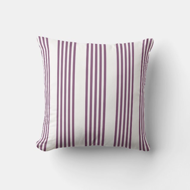 Almofada Padrão Mauve roxo e branco de cinco faixas (Frente)