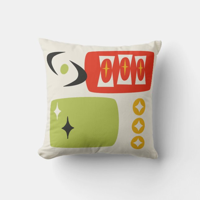 Almofada Padrão MCM de Idade Atômica em Vermelho, Verde, Am (Frente)
