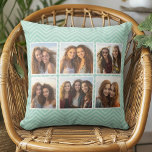 Almofada Padrão Mint Chevron com Colagem de Fotos Trendy 6<br><div class="desc">Use imagens de conta Instagram ou outros aplicativos populares de compartilhamento com seis fotos quadradas para criar um presente exclusivo e pessoal. Ou você pode ficar com o filhote hipster e fazer uma moda. Se precisar ajustar as fotos,  clique na ferramenta personalizar para fazer alterações.</div>