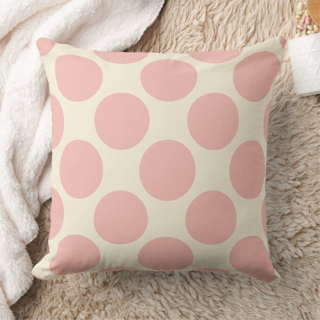 Almofada Padrão mod de pontos grandes em rosa e creme (Cobertor)