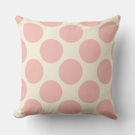 Almofada Padrão mod de pontos grandes em rosa e creme