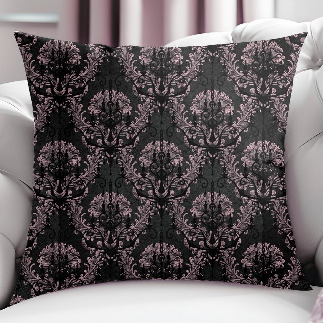Almofada Padrão Moderno De Chandelier Damask A Preto (Criador carregado)
