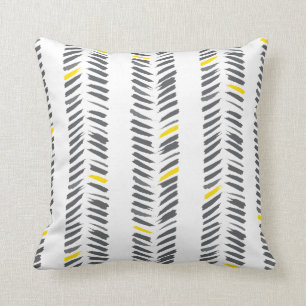 Almofada Padrão Moderno de Cinza Amarela Herringbone