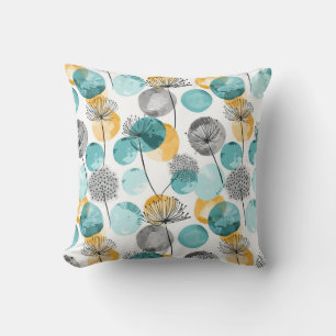 Almofada Padrão moderno de dandelion amarelo-lacrimogênio