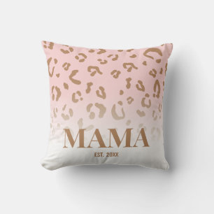 Almofada Padrão Moderno de Leopardo Rosa Personalizado Mamã