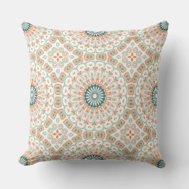 Almofada Padrão Moderno de Mandala Laranja e Verde