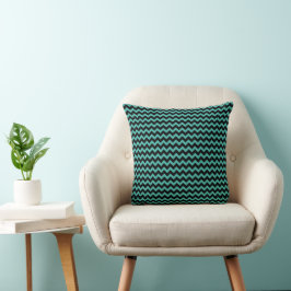 Almofada Padrão Moderno de Stripes Chevron Teal