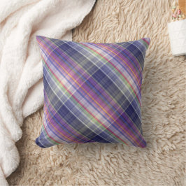 Almofada Padrão Moderno De Xadrez Roxo De Tartan.