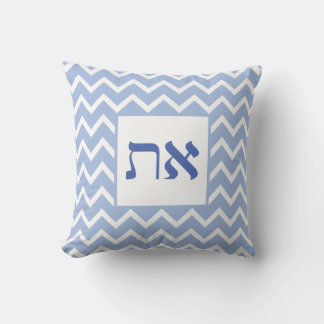 Almofada Padrão Moderno Zigue-Zague Azul e Branco Aleph Tav