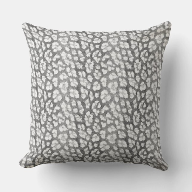Almofada Padrão monocromático preto e branco, leopardo (Frente)