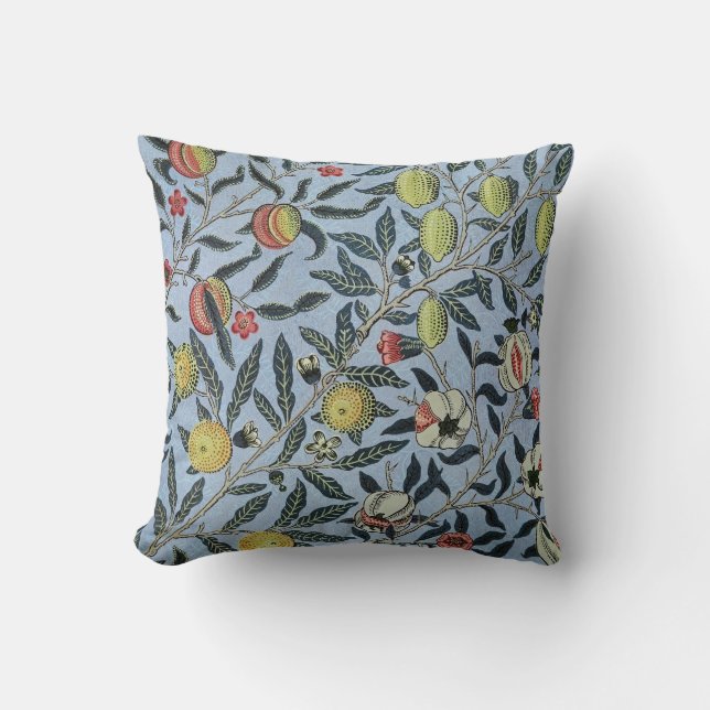 Almofada Padrão Morris Blue Background Antique Pomegrana (Frente)