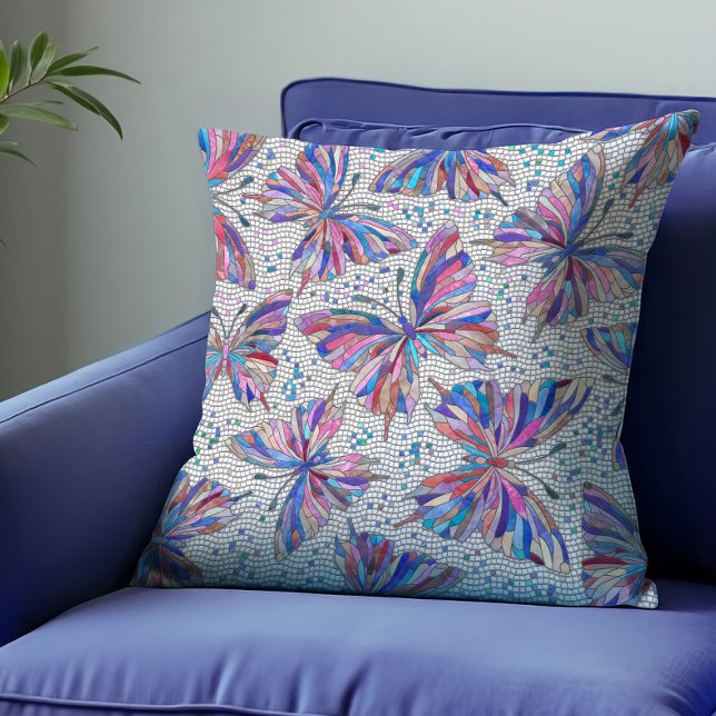 Almofada Padrão Mosaico da Borboleta - Pastéis (Criador carregado)