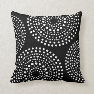 Almofada Padrão Mosaico Primitivo Boho Preto