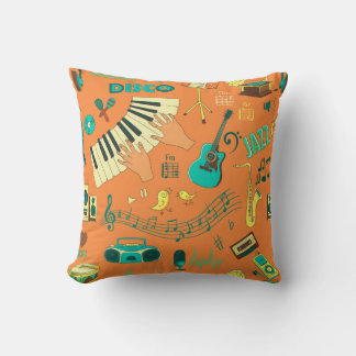 Almofada Padrão musical colorido desenhado à mão