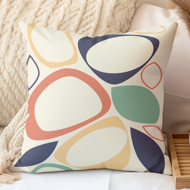 Almofada Padrão Na moda de Abstrato Azul Laranja Moderno (Criador carregado)