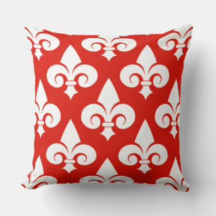 Almofada Padrão na moda Home Decor Red White Fleur de Lis