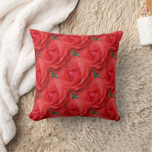 Almofada Padrão natural do ventilador da rosa vermelha