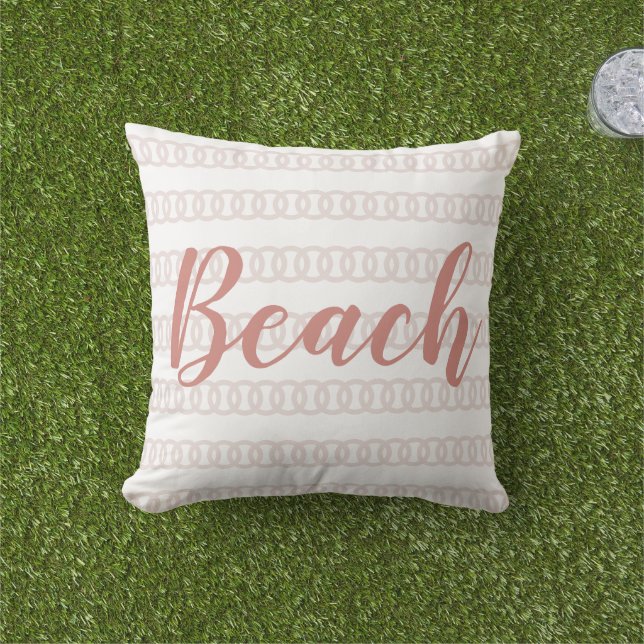Almofada Padrão náutico Beige Beach House (Grama)