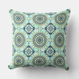 Almofada Padrão Oriental Azul