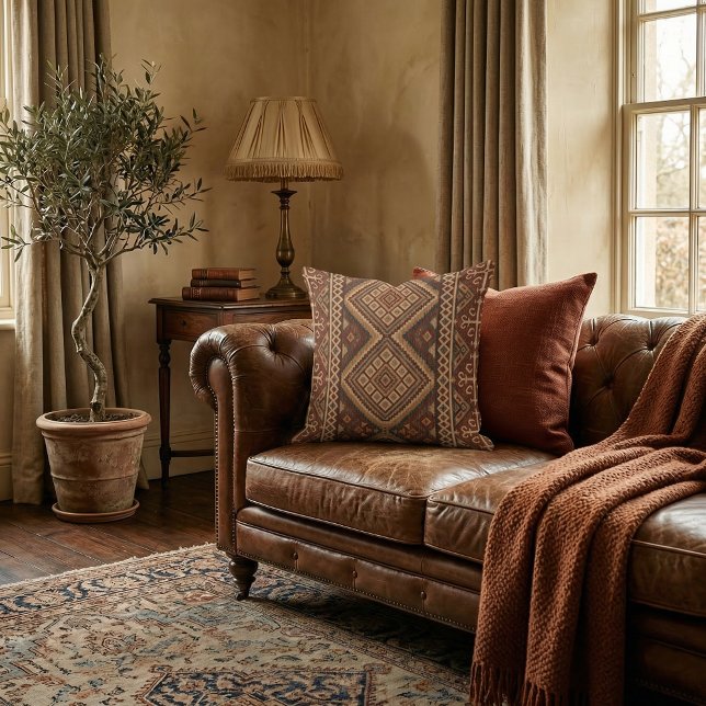 Almofada Padrão oriental único geométrico retrô elegante (Criador carregado)