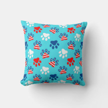 Padrão Patriótico de Patas Vermelhas e Cachorros A