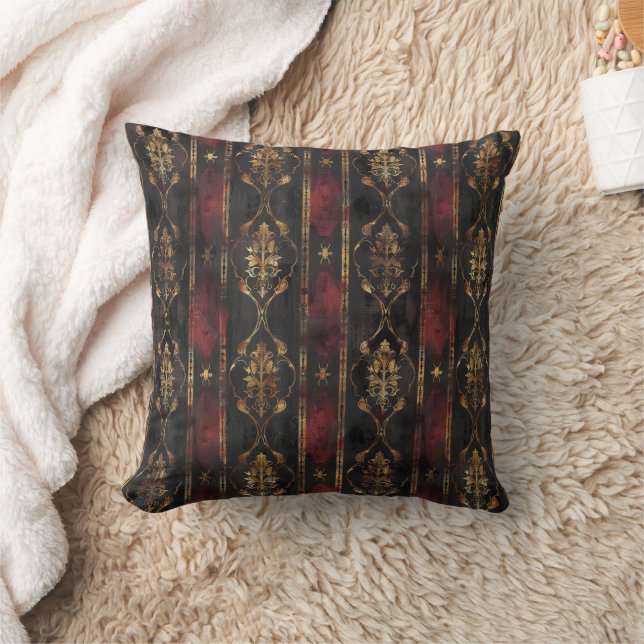 Almofada Padrão Persa Dourado Damask Noir (3) (Cobertor)