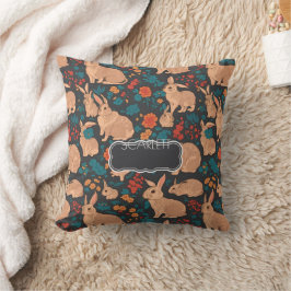 Almofada Padrão Personalizado Colorido do Coelho da cinza